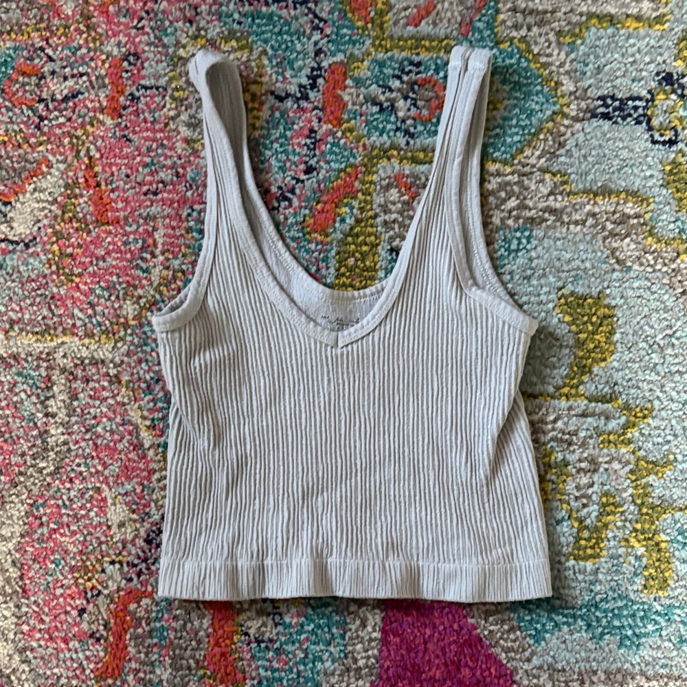 Urban Outfitters Cream Ribbed Tank Top